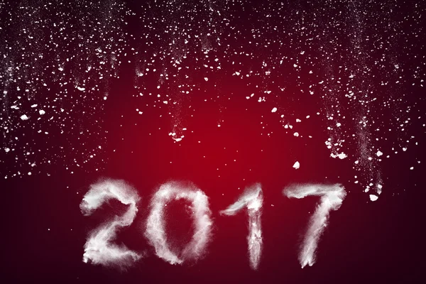 用雪做的新的一年 2017年文本 — 图库照片