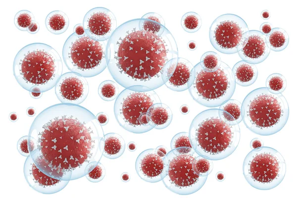 概要白地に隔離されたコロナウイルスの3次元描画概念設計 — ストック写真