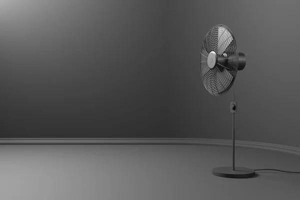 Render Concept Steel Electric Fan Room Gray Walls — Stock Photo, Image