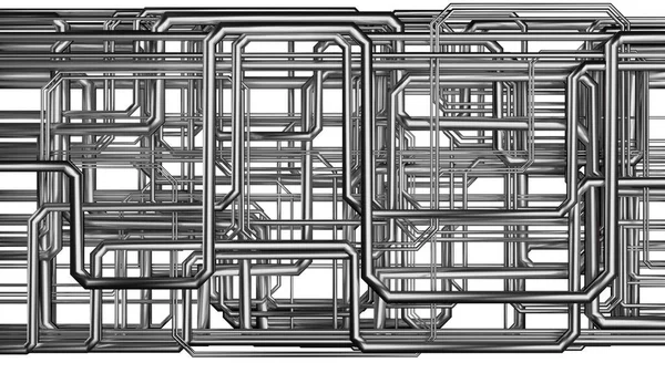 Rendering Abstrakter Stahlrohre Hintergrund Isoliert Auf Weißem Hintergrund — Stockfoto