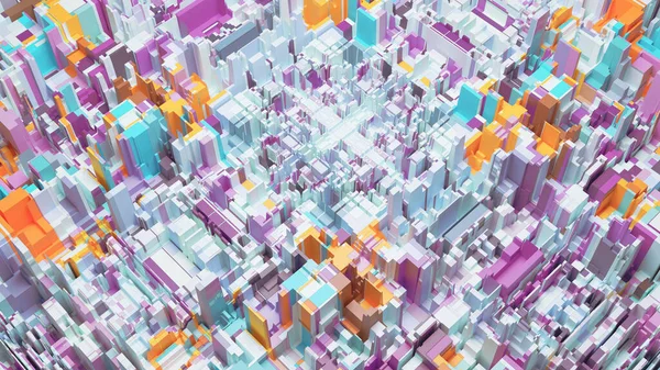 抽象的な未来都市の概念の3Dレンダリング — ストック写真