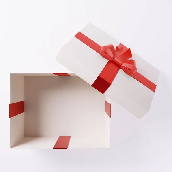 Rendering Von Geöffneter Leerer Geschenkbox Isoliert Auf Weißem Hintergrund — Stockfoto