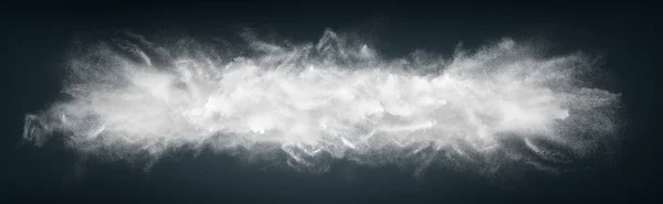 Abstract Breed Horizontaal Ontwerp Van Witte Poeder Sneeuw Wolk Explosie — Stockfoto