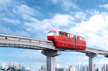 Red monorail train clipart