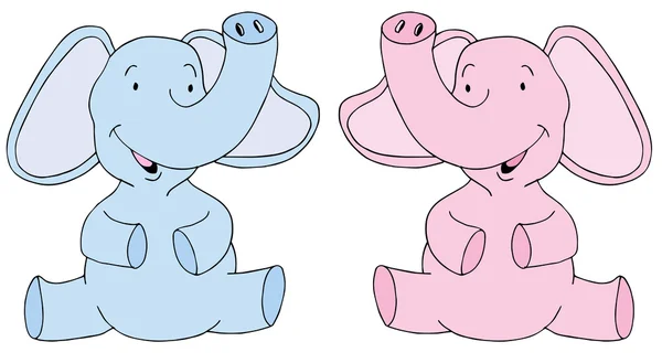 Two Baby Elephants — Stock Vector