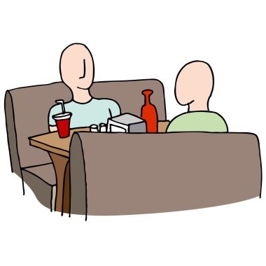 Restoran standında oturan insanlar