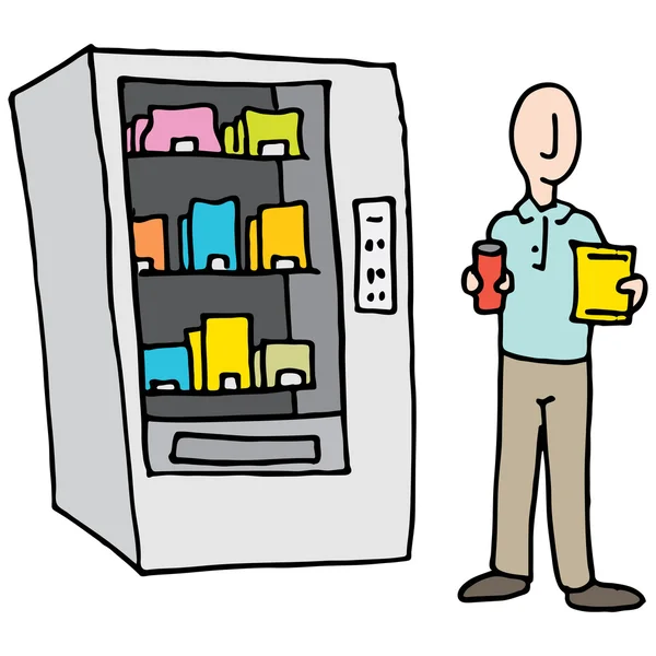 Man Using Vending Machine — Stock Vector