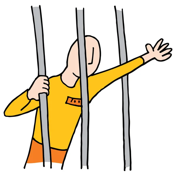 Prisoner Behind Bars — Stock Vector