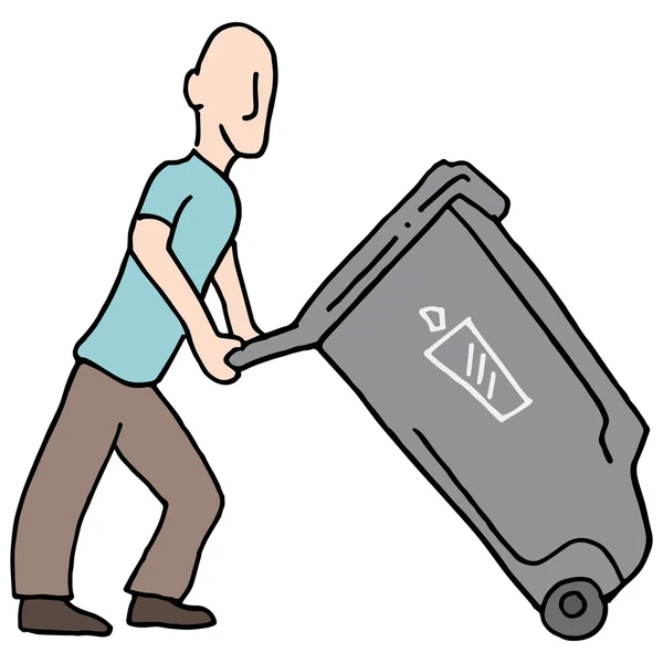 Man moving trash can — Stock Vector