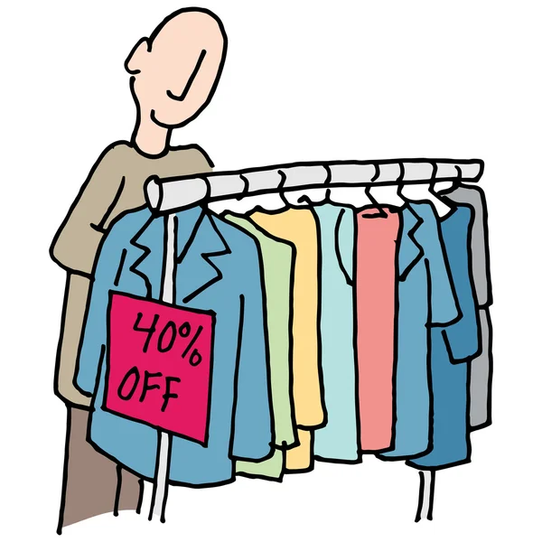 Hombre comprando ropa — Vector de stock