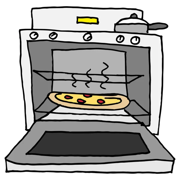 烤箱烤制比萨饼 — 图库矢量图片