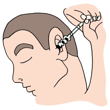 Adam kulakları bir aracı kullanarak Temizleme