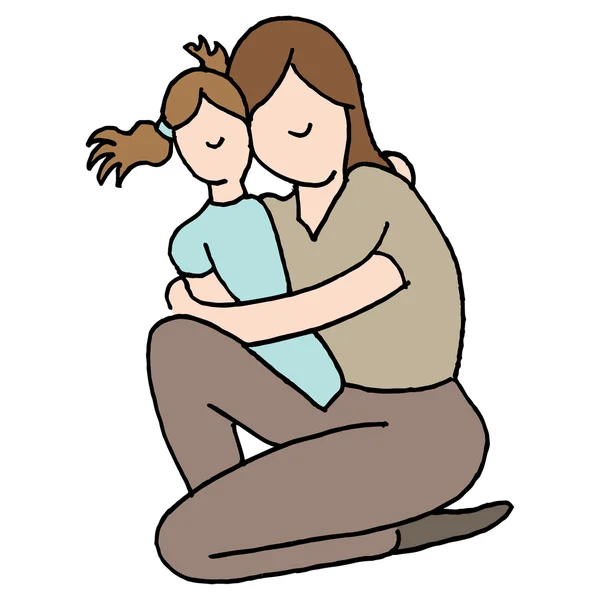 Mother hugging her young daughter — Stock Vector