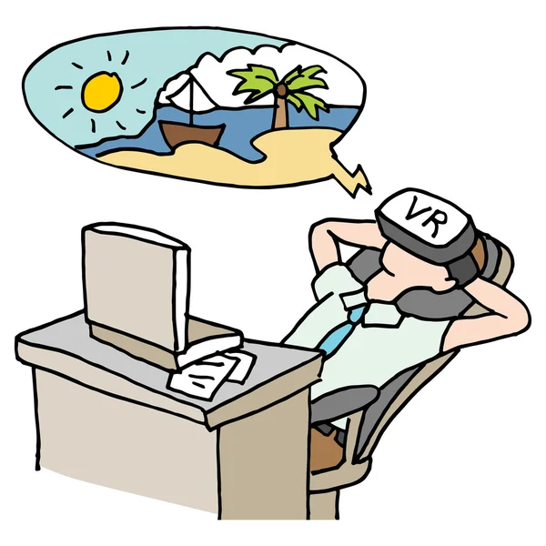 Empresário realidade virtual férias — Vetor de Stock