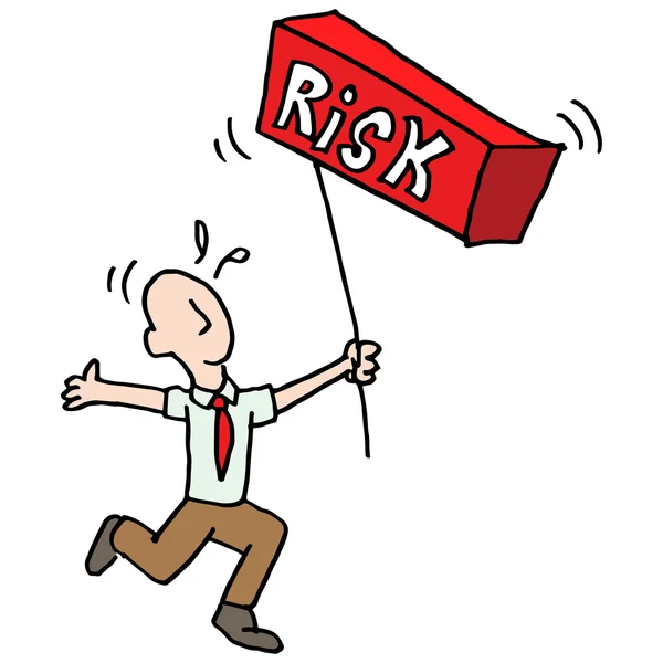 Man balancing risico metafoor — Stockvector