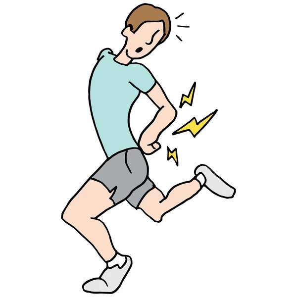Running man having back pain — Stock Vector