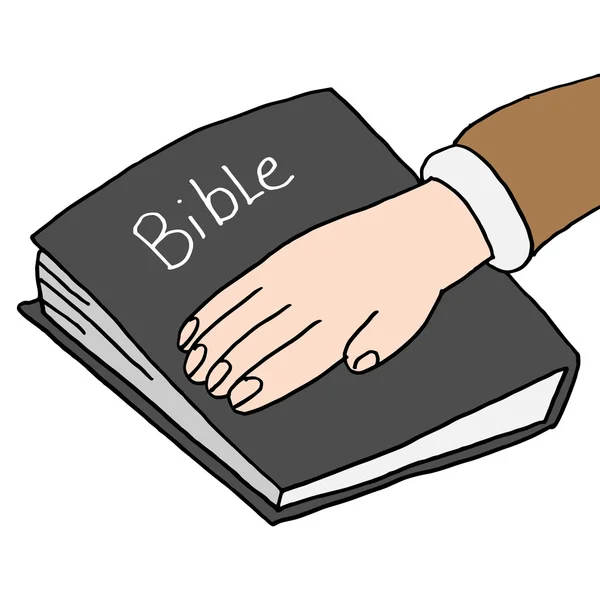 Jurando bajo juramento la Biblia — Vector de stock