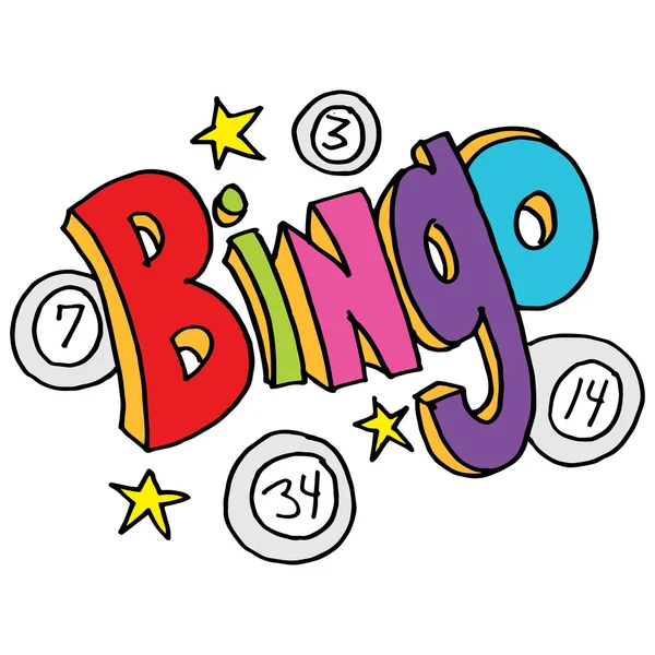 Bingo üzenetet a számok és a csillagok — Stock Vector