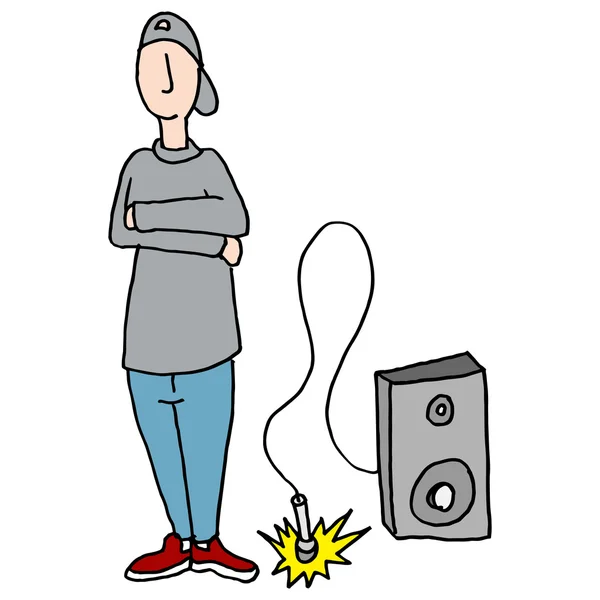 Jeune adolescent laissant tomber le microphone — Image vectorielle