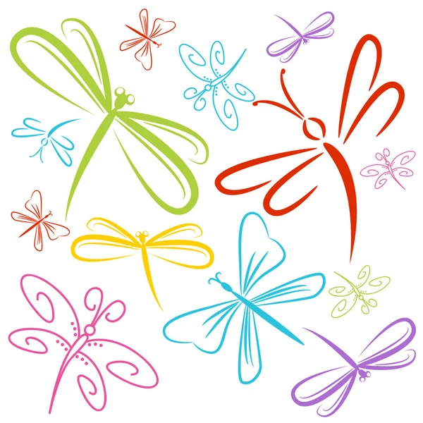 Groupe des insectes libellules — Image vectorielle