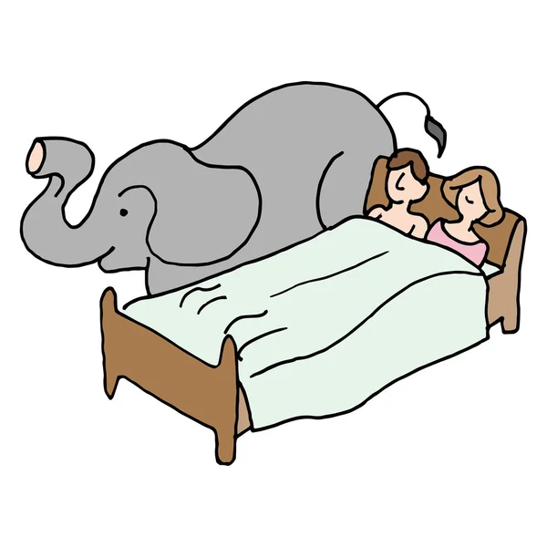 Slaapkamer paar olifant in de kamer — Stockvector