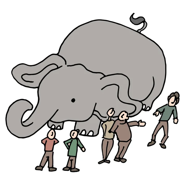 Comunidad de personas elefante en la habitación — Archivo Imágenes Vectoriales