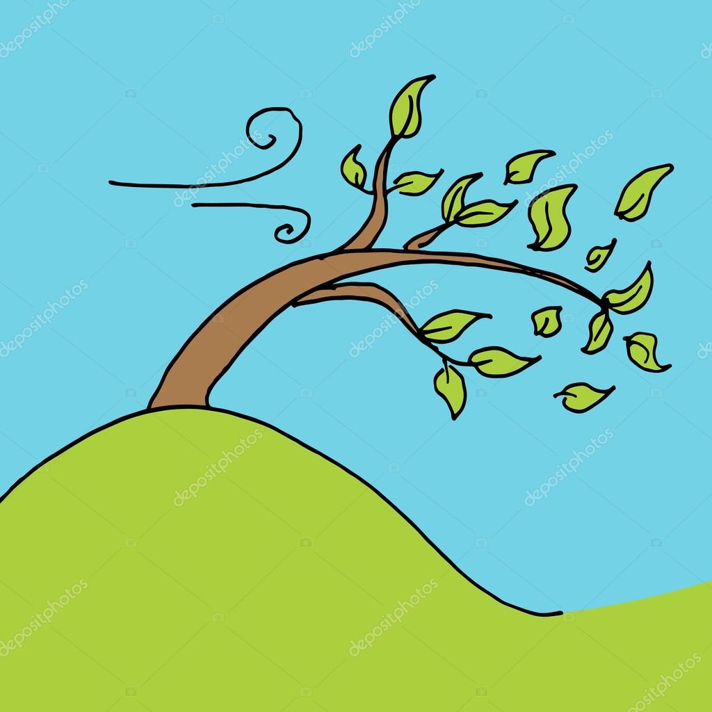 Leaves blown off tree on a windy day — Stock Vector ...