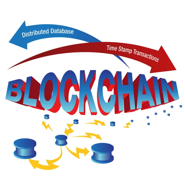 Blockchain diagram databas Distribution — Stock vektor