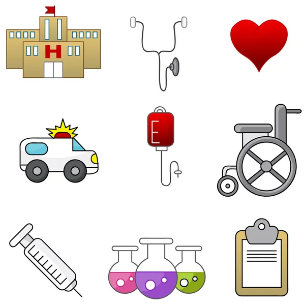 Set de artículos hospitalarios — Vector de stock