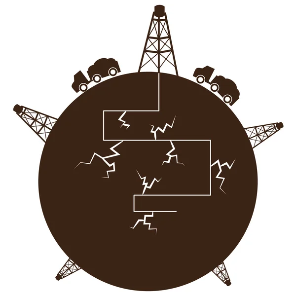 Fracking Process Globe — Stock Vector