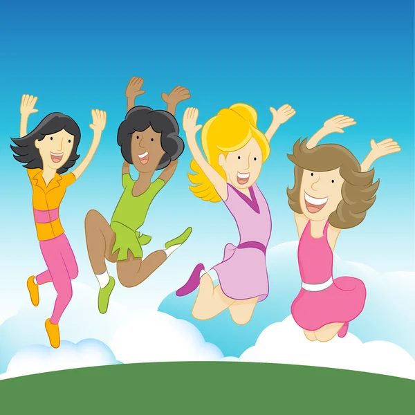 Chicas felices — Vector de stock