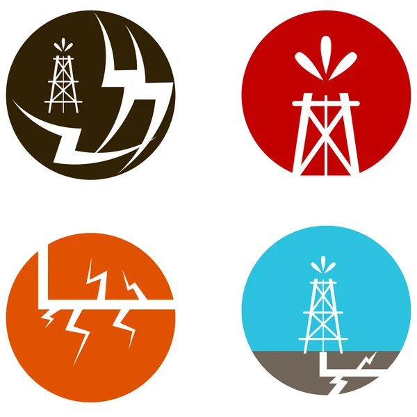 Fracking Oil Icons — Stock Vector