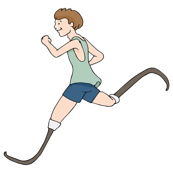 Prosthetic Legged Runner — Stock Vector