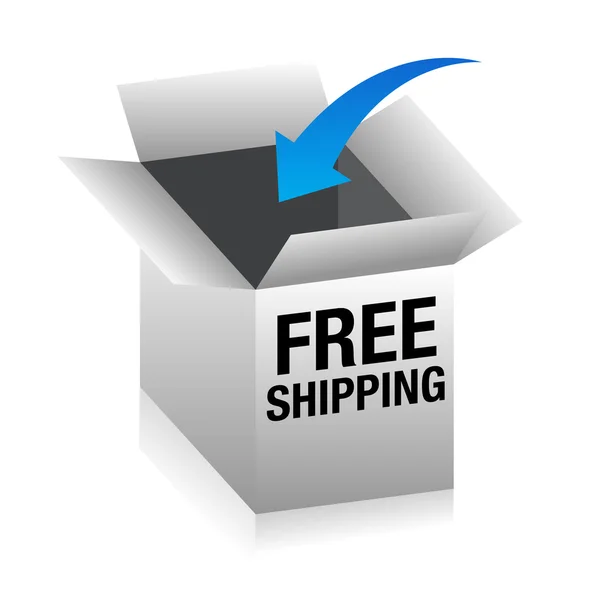 Free Shipping 3D Box — Stock Vector