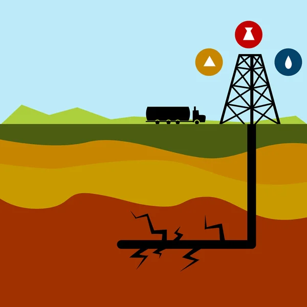 Fracking olja Diagram — Stock vektor
