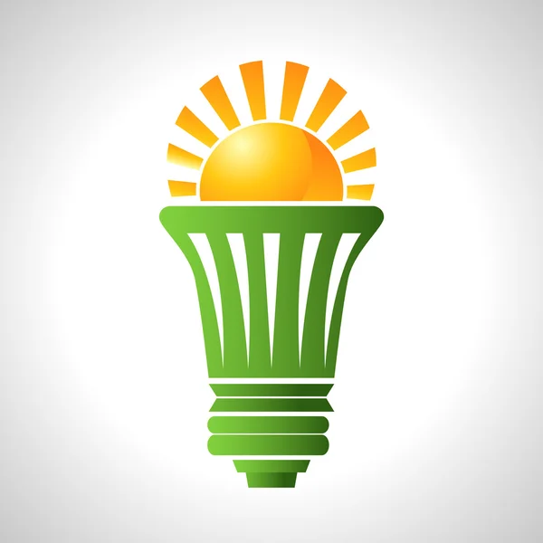 Solar Energy Efficient Lightbulb — Stock Vector