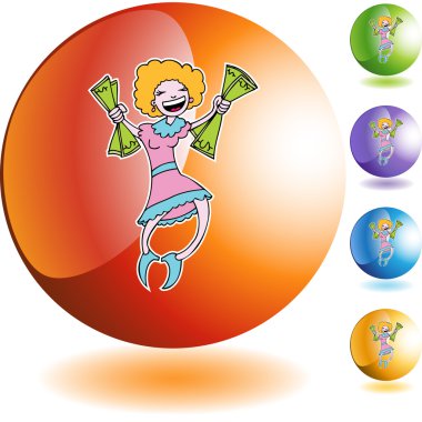 mutlu bir kadın tutarak para