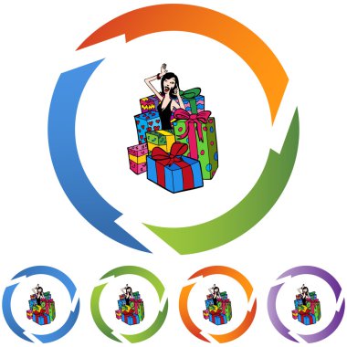 Hediyeler simgesi olan kadın