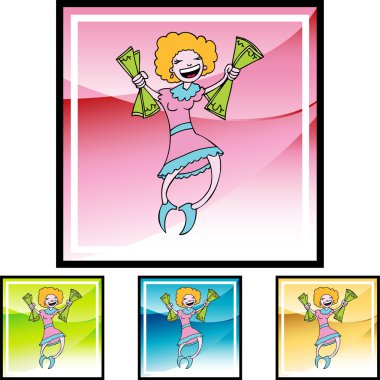 mutlu bir kadın tutarak para