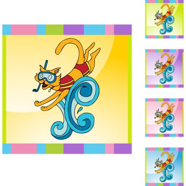 Yüzme kedi web simgesi