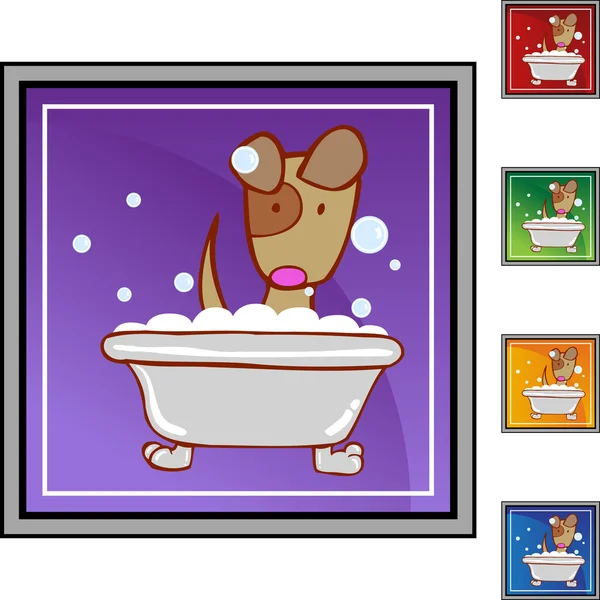 Cachorro en baño botón web — Archivo Imágenes Vectoriales
