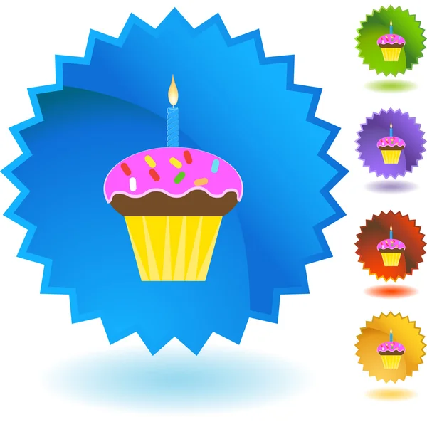 Pulsante web Cupcake compleanno — Vettoriale Stock