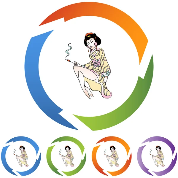 Geisha icon button — Stock Vector