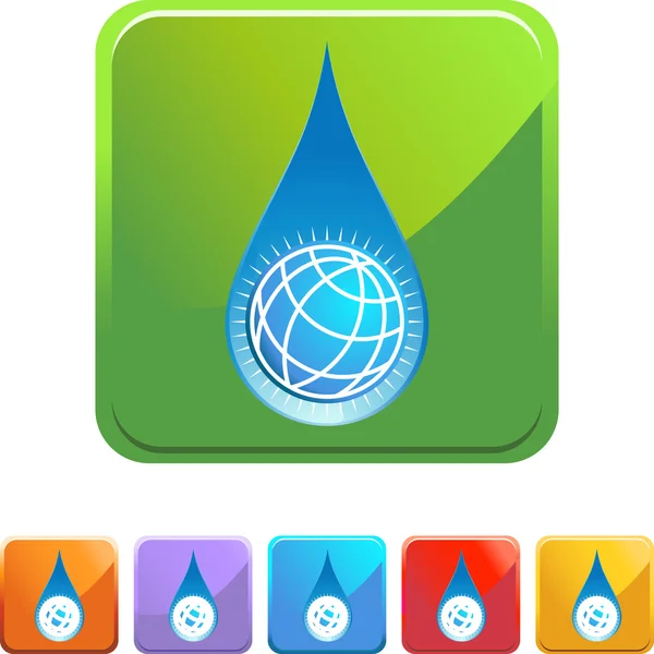 水ドロップ世界 web ボタン — ストックベクタ