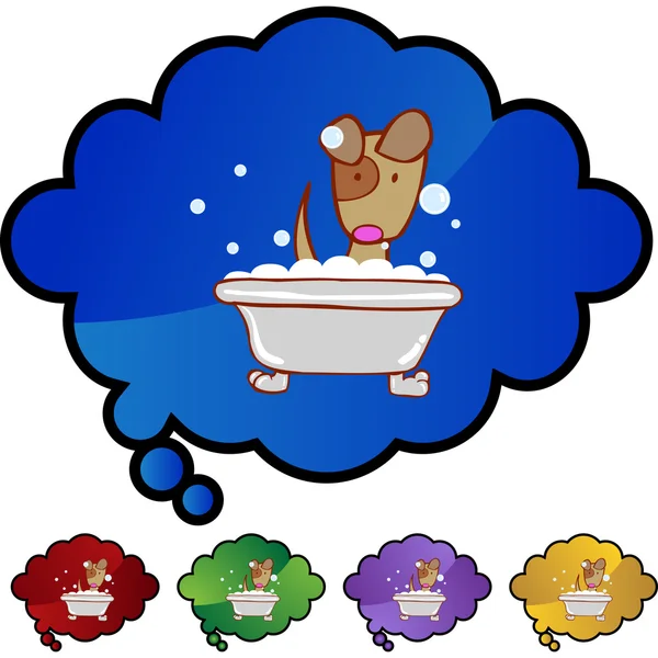 Chiot dans le bouton web Bath — Image vectorielle