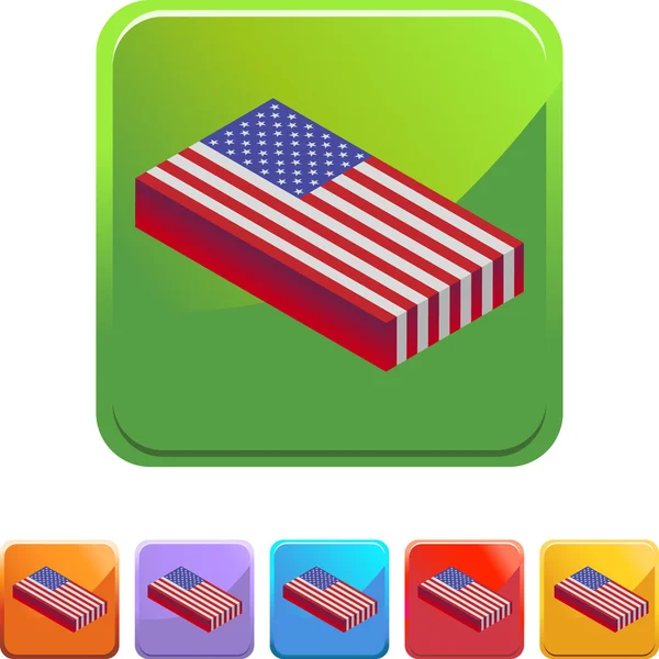 Amerikaanse vlag web knop — Stockvector