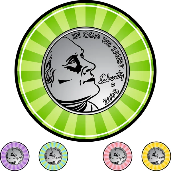 Dinero moneda botón web — Vector de stock