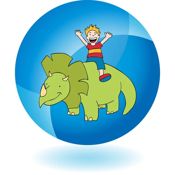 A Triceratops és a fiú pókháló ikon — Stock Vector