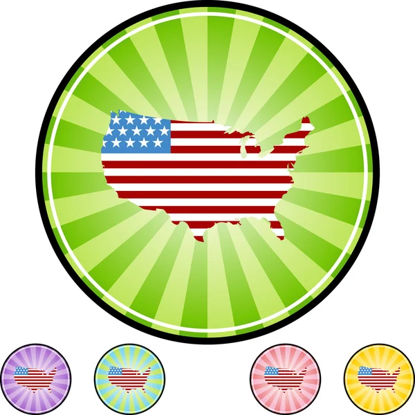 미국 플래그 지도 아이콘 — 스톡 벡터