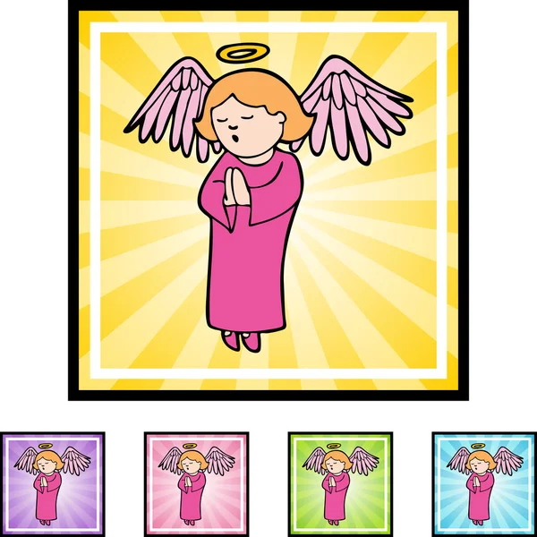Praying Girl Angel button — Stock Vector